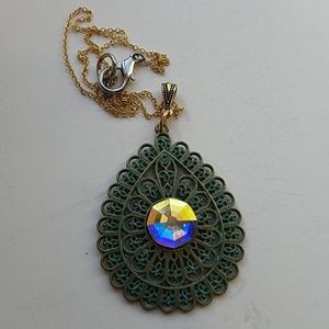 GYPSY MEDALLION patina drop opal necklace new